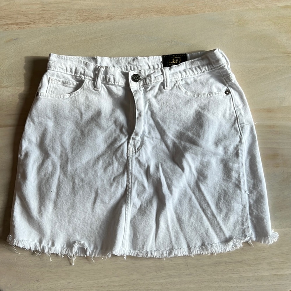 Denim & Co - The Leap Ware White Denim Mini Skirt